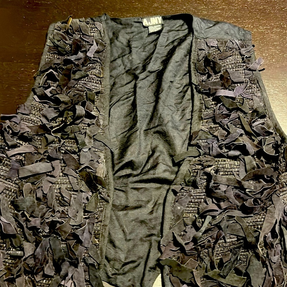 Women’s leather & rayon black vest